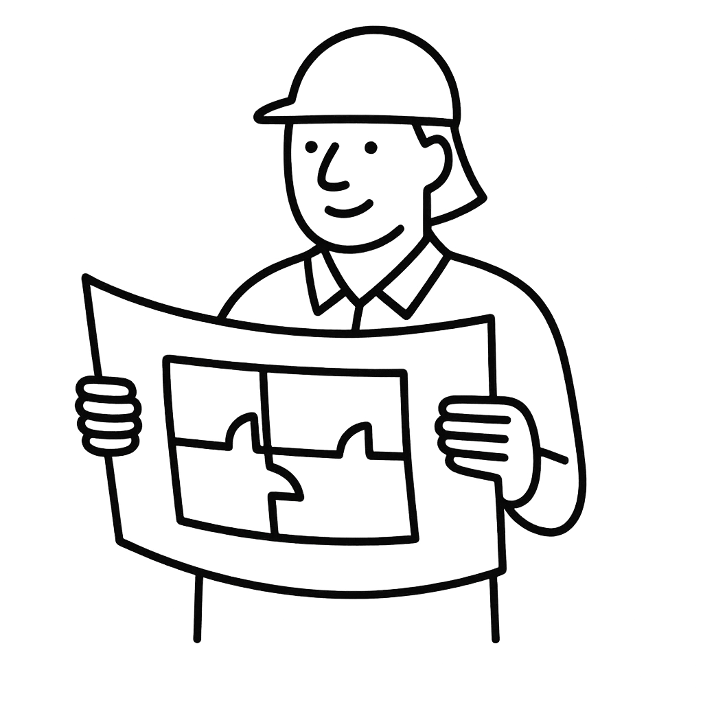Bauarbeiter mit Bauplan